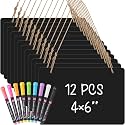 MotiMind 12pcs Double Sided Hanging Chalkboard Sign with Markers, Rectangle