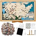 MotiMind USA National Parks Map Set Travel Tracker with Checklist Stickers