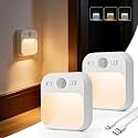 Motion Sensor Night Light Indoor, Rechargeable Dimmable Stair Lights 2Pack