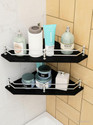 MOTIQO Diamond Black Glass Corner Shelf for