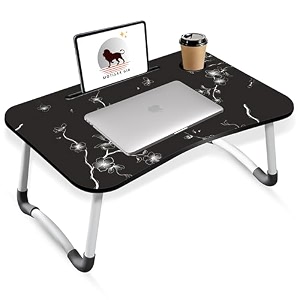 foldable laptop table multipurpose with cup holderpc game study bed breakfast table large size and portableergonomic  rounded edgesnon-slip legs dflower