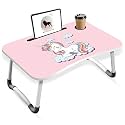 Foldable Laptop Table Multipurpose with Cup Holder,PC Game Study Bed Breakfast Table Large Size and Portable/Ergonomic | Rounded Edges/Non-Slip Legs (DUNNICORN)