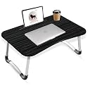 Foldable Wooden Laptop Bed Tray Table,PC Game Multifunction Lap Tablet Desk with Cup Holder, Perfect for Eating Breakfast, Reading Book, Working, Watching Movie On Bed (ABLLACK)