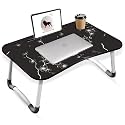 Foldable Wooden Mini Laptop Table for Bed, Study Table with Drawer, PC Game Tablet/Mobile Holder for Kids &amp; Adults (CFLOWER)