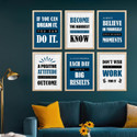 Motivational Quotes Wall Frame for Home and Office Meeting Room Wall Decor - Inspirational Quotes Posters for Living Room - Framed Wall Poster for School, Library, Institutes, Gym (set of 6) Paper Print