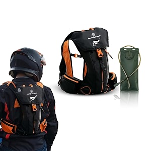 moto genius hydration backpack with 2l bpa-free bladder ultra-lightweight no-bounce fit multi-compartment storage reflective safety strips ideal for hiking cycling running camping orange