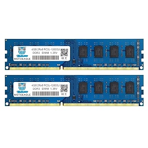 motoeagle 8gb kit 4gbx2 ddr3ddr3l 1600 udimm pc3pc3l 12800u 4gb 2rx8 1600mhz 135v15v 240-pin dual rank non-ecc unbuffered desktop memory ram module upgrade