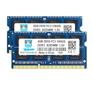 motoeagle ddr3 1333mhz 8gb kit 2x4gb pc3-10600s 2rx8 pc3 10600 sodimm 204 pin 15v laptop memory