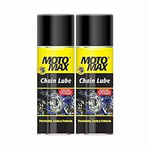 motomax chain lube aerosol spray 200 ml pack of 2provides lubrication corrosion protection - chain sprockets for bikes cycle carsavoid sling off amp prevent chain breakage extended chain life
