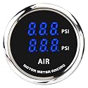 MOTOR METER RACING 52mm 2-1/16" Dual Air Ride Air Pressure Gauge 220 PSI