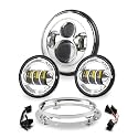 7 Inch LED Headlight &amp; 4.5 Inch Passing Lights Kit, Basic High Low Beam Compatible with Harley Road King Electra Glide Ultra Limited Tri Glide Heritage Softail, DOT Certified