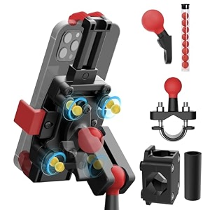 motorcycle bike phone mount with vibration dampener 360motorcycle bike phone holder for 47-71 super stable nylon with silicone universal handlebar phone mount red