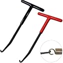 Motorcycle Exhaust Spring Hook, T Shaped Handle Exhaust Pipe Spring Puller Installer Hooks Tool with Rubber Coating for Motorcycle Vehicle Springs Removal, Installation, Adjustment (2pcs)