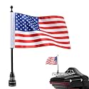 Motorcycle Flag 6 x 10'' Flag Red American Flag for Harley Yamaha Honda Goldwing CB VTX CBR Black Stainless Steel Flagpole fit 1/2'' Motorcycle Luggage Rack