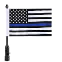 Motorcycle Flag Pole Mounts Fold Down 90° With Thin Blue Line American Flag Flip Down Holder Fit For 1/2'' Motorcycle Luggage Rack Harley Davidson Road King Touring Spring Honda Goldwing etc.