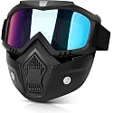 Motorcycle Goggle mask Anti Scratch UV Protective Face Mask, Bike Riding Goggles Mask with Detachable Face Mask, Adjustable Elastic Strap Goggles Mask for Helmet - Rainbow Visor