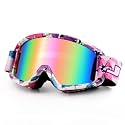 Motorcycle Goggles Anti Scratch Motorcross ATV Dirt Bike Helmet Goggles Off Road Dust proof Anti Fog Riding Protect Glasses UV400 Protect Bendable Eyewear Adjustable Strap for Adult Youth(Mt035-Pink)