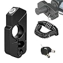 Motorcycle Handlebar Brake Lever Lock, Black Aluminum Security Grip Lock with 4‑Digit Helmet Cable Lock & 2 Keys, Universal Anti‑Theft Accessory for Dirt Bike, Scooter, ATV