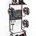 Motorcycle Helmet Holder Wall Mount, 4 Helmet Rack with Pegboard Gear Hooks