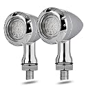 Motorcycle LED Turn Signals Bullet Blinker Heavy Duty Indicator Lights Amber Lens Universal for Harley Davidson Honda Yamaha Suzuki Kawasaki (Chrome-4wire)