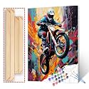 Motorcycle Racing Paint by Numbers Kits with Brushes,Motocross Acrylic Oil Painting for Adults Kids Offroad Adventure Sports Pictures Office Motorbike Arts Craft Boy Room Office Decor (DIY Frame)