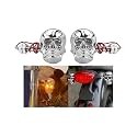 Motorcycle Skull Head LED Amber Turn Signal Lights, 2PCS 11mm Screw Motorbike Front Rear Blinker Indicator Light, Motorbike Turn Signal Lamp Replaces, Universal for Scooter Motocross (Silver)