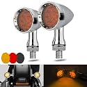 Motorcycle Turn Signals LED Bullet Front Rear Indicator Lights Universal Compatible for Harley Davidson Cruiser Iron Softail Street Bike Honda Shadow Yamaha Chopper Bobber Cafe Racer(Chrome/Amber-B)