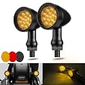 Motorcycle Turn Signals LED Bullet Front Rear Indicator Lights Universal Compatible for Harley Davidson Cruiser Iron Softail Street Bike Honda Shadow Yamaha Chopper Bobber Cafe Racer(Black/Amber)