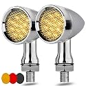 Motorcycle Turn Signals LED Bullet Front Rear Indicator Lights Universal Compatible for Harley Davidson Cruiser Iron Softail Street Bike Honda Shadow Yamaha Chopper Bobber Cafe Racer(Chrome/Amber)