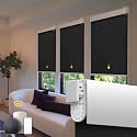 Motorized Blinds No Drill Automatic Blinds for Windows Cordless Roller Shades Electric Blinds with Remote Control Smart Blinds (Black, 23.5 x 72)
