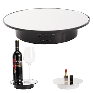 motorized display stand - 78734 rotating platform with mirror cover usb charging port 22 lbs load capacity ideal for jewelry 3d model cake photography