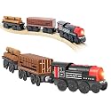 Motorized Train for Wooden Track, 3Pcs Train Toy Set for 3 4 5+Years Old Boy Girl Toddlers, Battery Powered Train Compatible with Thomas & Friends, Brio and Chuggington