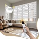 Motorized Zebra Blinds with Remote, APP,Control - 50% Blackout Spun White