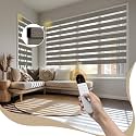 Motorized Zebra Blinds with Remote, APP Control - 95% Blackout Dark Brown