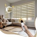 Motorized Zebra Blinds with Remote, APP Control - 95% Blackout Light Brown
