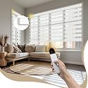 Motorized Zebra Blinds with Remote, APP, Voice Control - 50% Blackout White