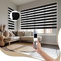 Motorized Zebra Blinds with Remote, APP, Voice Control - 50% Blackout Black