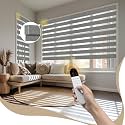 Motorized Zebra Blinds with Remote, APP, Voice Control - 95% Blackout Grey