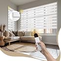 Motorized Zebra Blinds with Remote, APP, Voice Control - 95% Blackout White