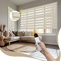 Motorized Zebra Blinds with Remote, APP, Voice Control - 95% Blackout Beige