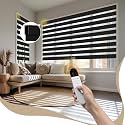 Motorized Zebra Blinds with Remote, APP, Voice Control - 95% Blackout Black