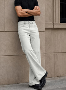 MOTREX Men Boot-Leg Mid Rise Grey Jeans