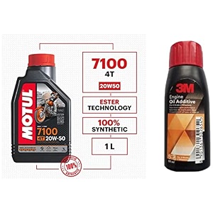 motul 104103 7100 4t fully synthetic ester 20w-50 api sn petrol engine oil for bikes 1 l  3m 4s2w engine oil additive 50 ml