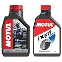 Motul 3000 4T Plus 20W40 API SM HC Tech Engine Oil for Bikes (1 L) & Motul Inugel Expert Coolant (1 L)