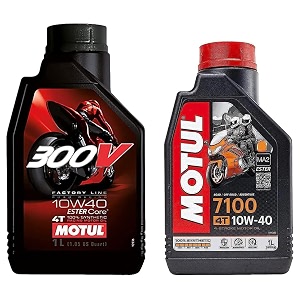 motul 300v factory line ester core fully synthetic 10w-40 petrol engine oil for bikes 1 l 104118 amp motul 7100 4t fully synthetic 10w-40 petrol engine oil for bikes 1 l
