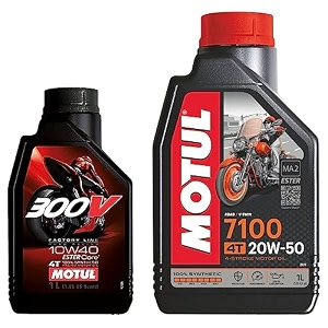 motul 300v factory line ester core fully synthetic 10w-40 petrol engine oil for bikes 1 l 104118 amp motul 104103 7100 4t fully synthetic 20w-50 petrol engine oil for bikes 1 l