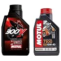 Motul 300V Factory Line Ester Core Fully Synthetic 10W-40 Petrol Engine Oil for Bikes (1 L) (104118) &amp; Motul 7100 4T Fully Synthetic 10W-40 Petrol Engine Oil for Bikes (1 L)