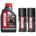 Motul 7100 4T 20W-50 API SN Fully Synthetic Petrol Engine Oil for Bikes (1.5 L) &amp; Motul Combo of C2 Chain Lube (150 ml) and C1 Chain Clean for All Bikes (150 ml)
