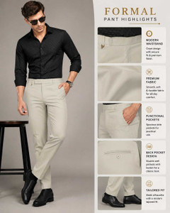 Moudlin Men Regular Fit Beige Cotton Blend