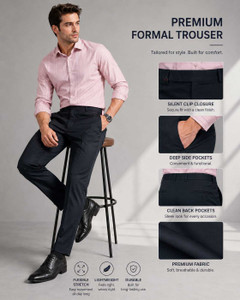 Moudlin Men Regular Fit Black Cotton Blend